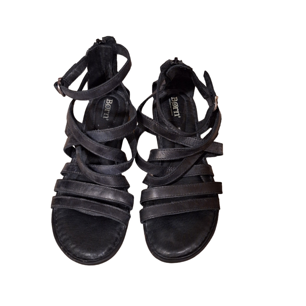 Børn black leather sandals